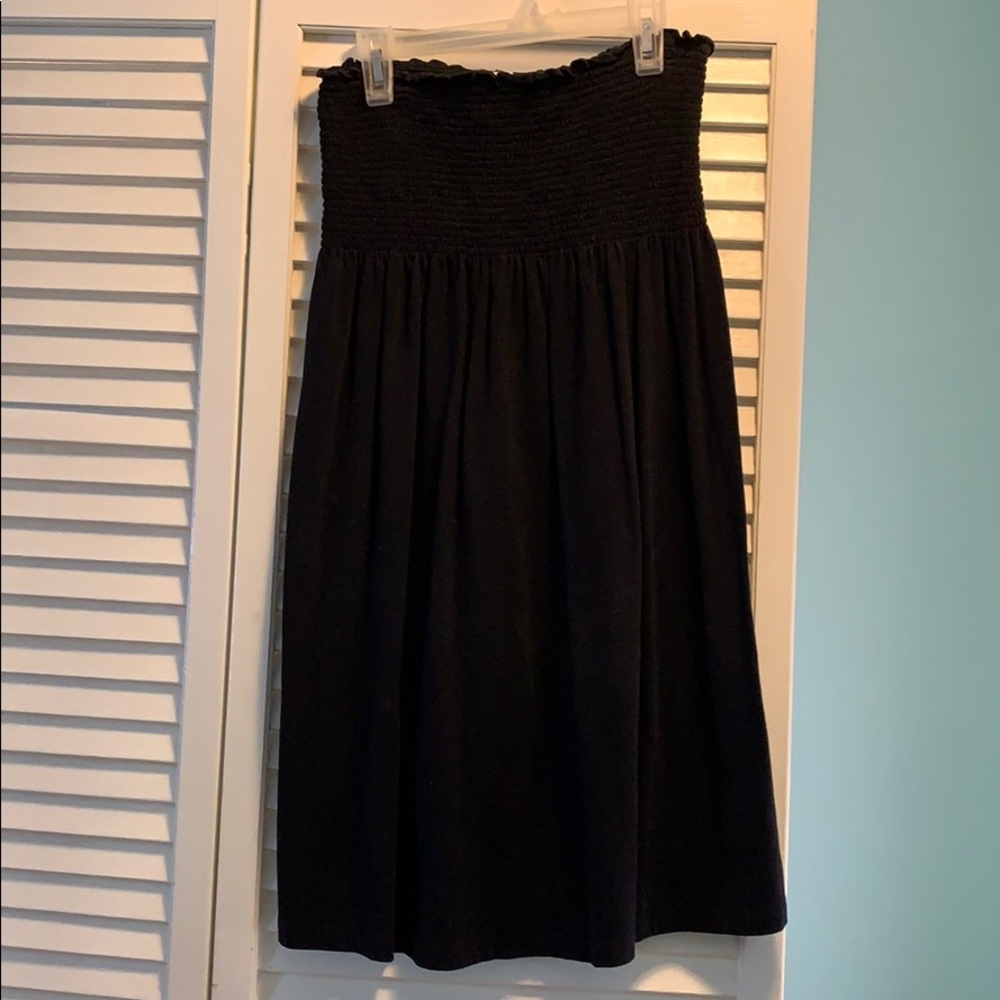 Smocked top strapless cotton dress